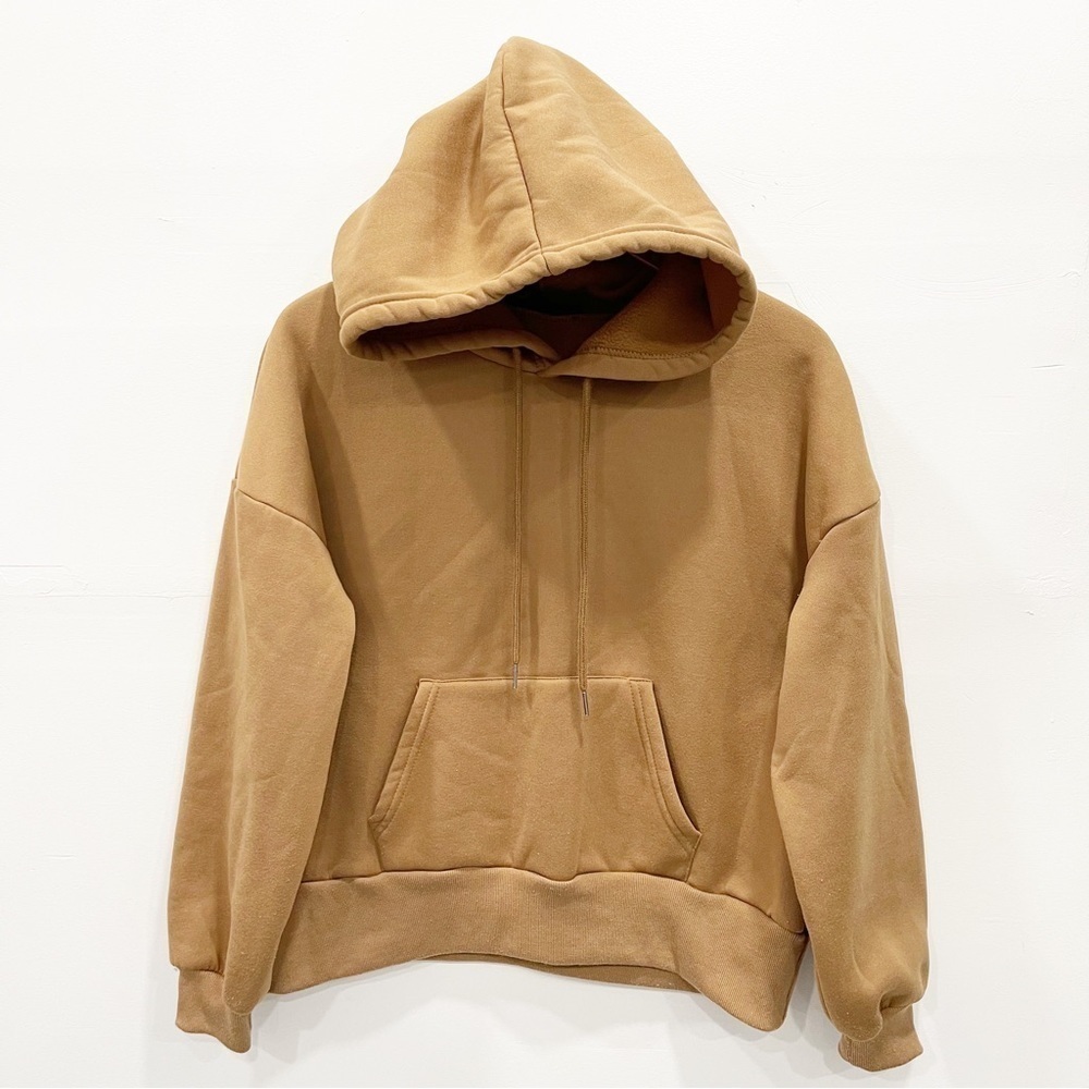 Blush Mark Casual Tan Hoodie Sweatshirt Kangaroo Pocket Women’s Small